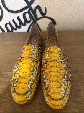Sam Edelman Men's Yellow Faux-Snake Bit Loafers